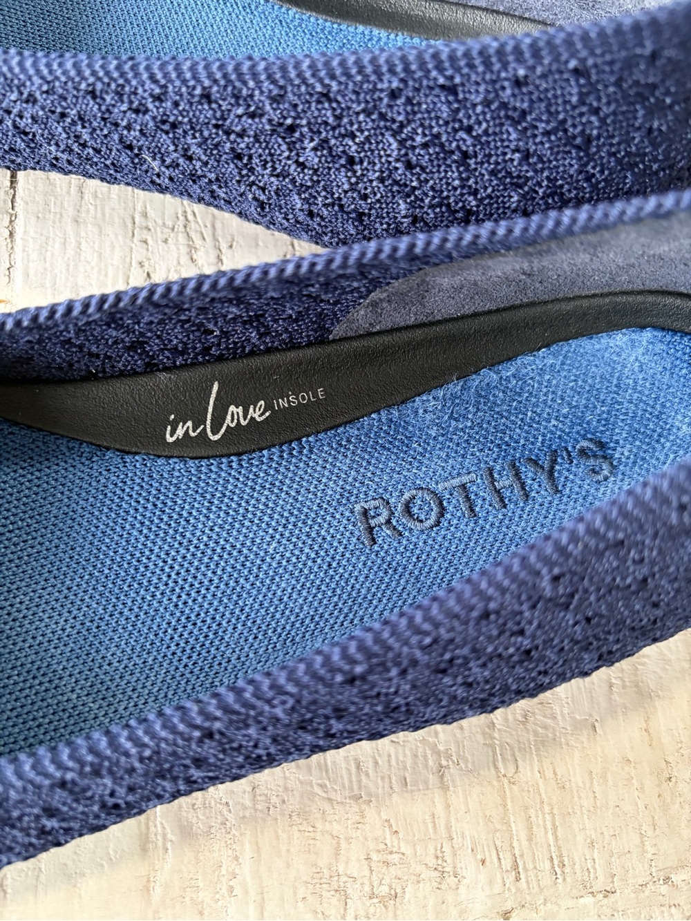 Rothy’s the Max Square in Deep Navy Crochet size 8.5 Knit Flats In Love Insoles - Picture 6 of 14